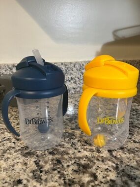 Dr. Brown's Kids Weighted Straw Cup - Yellow and Navy